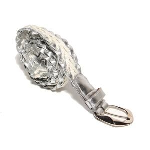 Vintage Silver & White Braided Belt Size  M/L Made in Argentina